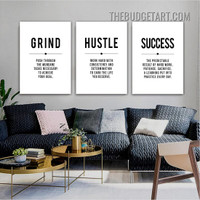 Success Typography Modern Painting Picture 3 Panel Canvas Wall Art Prints for Room Garnish