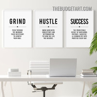 Success Typography Modern Painting Picture 3 Piece Canvas Prints for Room Wall Trimming