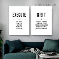 Execute Typography Modern Painting Picture 2 Piece Canvas Wall Art Prints for Room Outfit