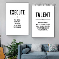 Talent Typography Modern Painting Picture 2 Piece Art Prints for Room Wall Illumination