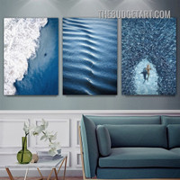 Shark Aquatic Animal Modern Painting Picture 3 Panel Canvas Wall Art Prints for Room Illumination