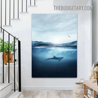 Dolphin Aquatic Animal Modern Painting Picture Canvas Art Print for Room Wall Trimming