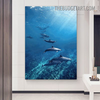 Dolphins Aquatic Animal Modern Painting Picture Canvas Art Print for Room Wall Equipment