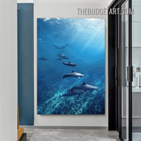 Dolphins Aquatic Animal Modern Painting Picture Canvas Art Print for Room Wall Ornamentation