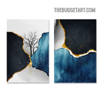 Splash Marble Contemporary Painting Picture 2 Piece Abstract Canvas Wall Art Prints for Room Ornamentation