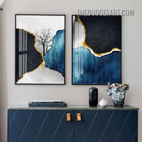 Splash Marble Abstract Contemporary Painting Picture 2 Piece Canvas Wall Art Prints for Room Onlay