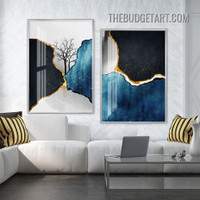 Splash Marble Abstract Contemporary Painting Picture2 Piece Canvas Wall Art Prints for Room Adornment