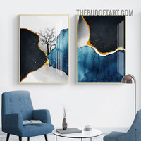 Splash Marble Abstract Contemporary Painting Picture 2 Piece Canvas Wall Art Prints for Room Equipment