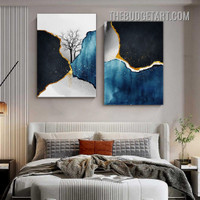 Splash Marble Abstract Contemporary Painting Picture 2 Piece Canvas Wall Art Prints for Room Flourish