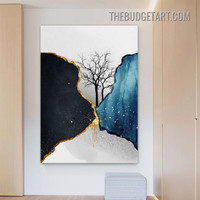 Trees Twigs Abstract Botanical Contemporary Painting Picture Canvas Wall Art Print for Room Décor