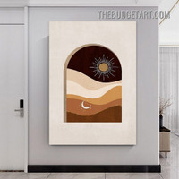  Hill Sun Abstract Scandinavian Painting Picture Canvas Art Print for Room Wall Illumination