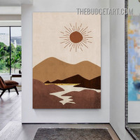 River Abstract Landscape Scandinavian Painting Picture Canvas Art Print for Room Wall Embellishment