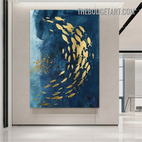 Speckle Fishes Abstract Watercolor Modern Painting Picture Canvas Wall Art Print for Room Trimming