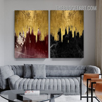 Slur Marble Pattern Abstract Modern Painting Picture 2 Piece Canvas Art Prints for Room Wall Ornament