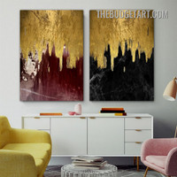 Slur Marble Pattern Abstract Modern Painting Picture 2 Piece Canvas Art Prints for Room Wall Outfit
