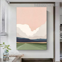 Hill River Abstract Landscape Modern Painting Picture Canvas Wall Art Print for Room Adornment