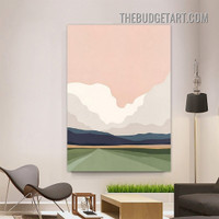 Hill River Abstract Landscape Modern Painting Picture Canvas Wall Art Print for Room Flourish