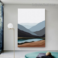 Mountains River Abstract Landscape Modern Painting Picture Canvas Wall Art Print for Room Drape