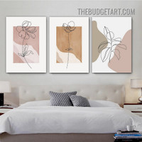 Blossoms Abstract Floral Scandinavian Painting Picture 3 Piece Canvas Wall Art Prints for Room Trimming