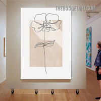 Line Flower Abstract Floral Scandinavian Painting Picture Canvas Wall Art Print for Room Drape