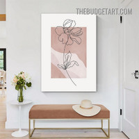 Winding Line Flower Abstract Floral Scandinavian Painting Picture Canvas Wall Art Print for Room Molding