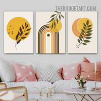 Meandering Lines Abstract Geometric Scandinavian Painting Picture 3 Panel Canvas Wall Art Prints for Room Outfit