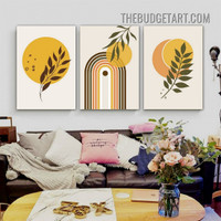 Meandering Lines Abstract Geometric Scandinavian Painting Picture 3 Piece Canvas Wall Art Prints for Room Ornamentation