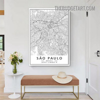 Sao Paulo Brazil Modern Painting Picture City Map Canvas Print for Room Wall Embellishment