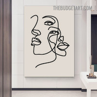 Winding Lineament Face Abstract Modern Painting Picture Canvas Wall Art Print for Room Equipment