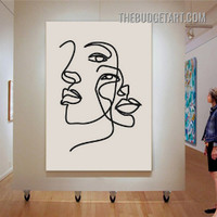 Winding Lineament Face Abstract Modern Painting Picture Canvas Wall Art Print for Room Décor