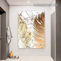 Golden Leafage Nordic Abstract Botanical Modern Painting Picture Canvas Art Print for Room Wall Adornment