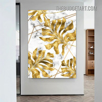 Golden Palm Leaves Nordic Abstract Botanical Modern Painting Picture Canvas Art Print for Room Wall Arrangement