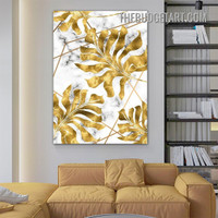 Golden Palm Leaves Nordic Abstract Botanical Modern Painting Picture Canvas Art Print for Room Wall Disposition