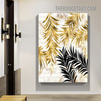 Glazy Palm Leaves Nordic Abstract Botanical Modern Painting Picture Canvas Art Print for Room Wall Finery