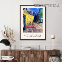 Café Terrace Typography Vintage Painting Picture Canvas Wall Art Print for Room Outfit