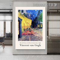 Café Terrace Typography Vintage Painting Picture Canvas Wall Art Print for Room Drape