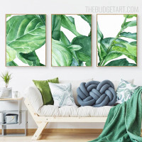 Sapling Leaves Botanical Scandinavian Watercolor Painting Picture Canvas Print for Room Wall Decoration