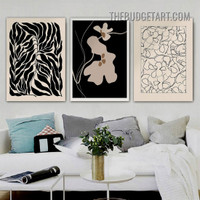 Stigma Flowers Abstract Floral Modern Painting Picture 3 Panel Canvas Wall Art Prints for Room Molding