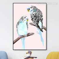 Budgies Bird Modern Artwork Photo Canvas Print for Room Wall Garniture