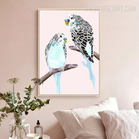 Budgies Bird Modern Artwork Photo Canvas Print for Room Wall Decoration