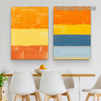 Multicolor Bold Splodge Abstract Modern Painting Picture 2 Piece Canvas Wall Art Prints for Room Trimming