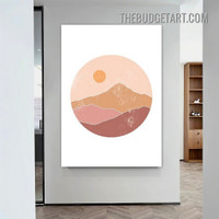 Hillside Sun Abstract Landscape Scandinavian Painting Picture Canvas Wall Art Print for Room Adornment
