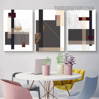 Smear Sphere Abstract Geometric Modern Painting Picture 3 Panel Canvas Wall Art Prints for Room Molding