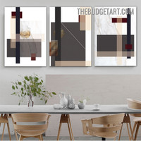 Smear Sphere Abstract Geometric Modern Painting Picture 3 Panel Canvas Wall Art Prints for Room Outfit