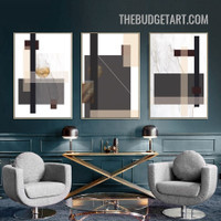 Smear Sphere Abstract Geometric Modern Painting Picture 3 Piece Canvas Art Prints for Room Wall Ornamentation