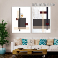 Geometric Pattern Abstract Modern Painting Picture 2 Piece Canvas Art Prints for Room Wall Trimming