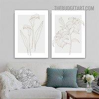 Lilies Flowers Abstract Floral Modern Painting Picture 2 Piece Canvas Wall Art Prints for Room Outfit