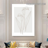 Line Leafages Abstract Botanical Modern Painting Picture Canvas Wall Art Print for Room Garniture