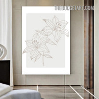 Lilies Blossoms Abstract Floral Modern Painting Picture Canvas Wall Art Print for Room Adornment