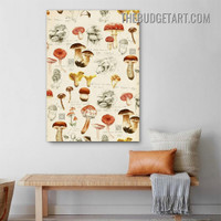 King Oyster Mushrooms Food Vintage Painting Picture Canvas Wall Art Print for Room Drape